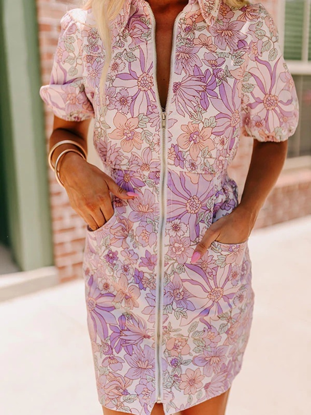 IN FULL BLOOM DENIM MINI DRESS